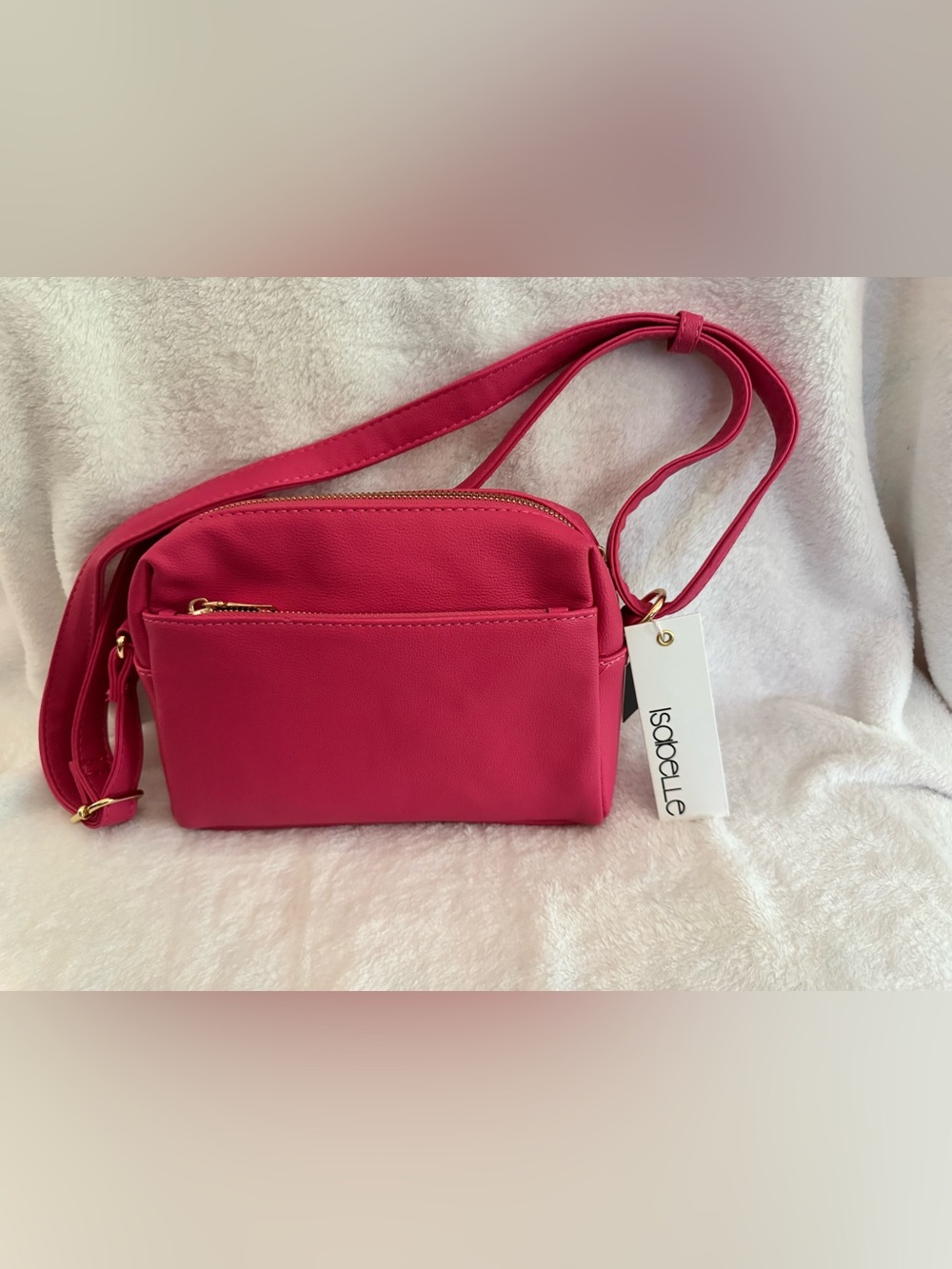 Isabelle Hot Pink Crossbody Bag with Front Pocket